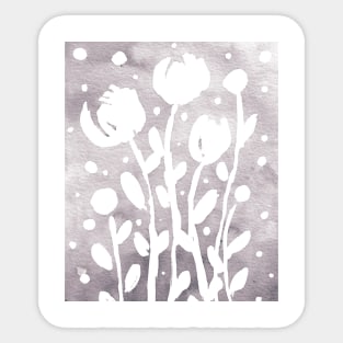 Whimsical watercolor flowers – light grey Sticker